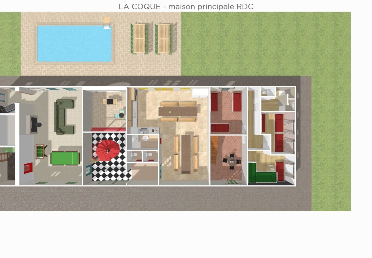 Villa à Avrée - So Villa La Coque (58) - Piscine chauffée - Basket - 2h Lyon - 30p.