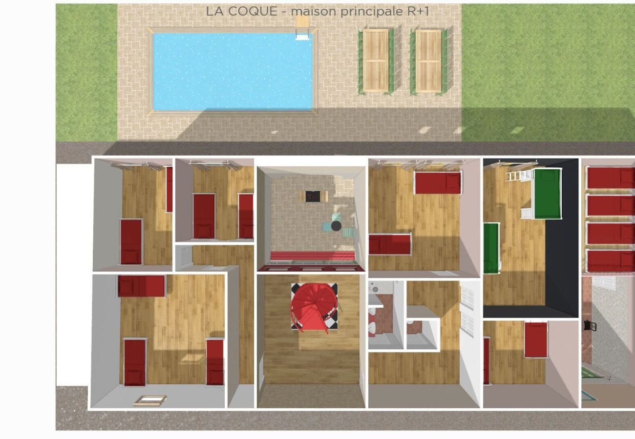 Villa à Avrée - So Villa La Coque (58) - Piscine chauffée - Basket - 2h Lyon - 30p.